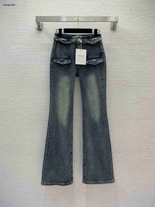 Designer mulheres jeans roupas de marca senhoras moda bordado carta logotipo decorado cintura elástica magro e calças dez 30