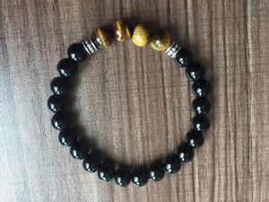 Bangle 8mm preto ônix pulseira amarelo tigre olho pulseira pedra natural moda pulseiras para mulheres e homens oração yoga pulseiras