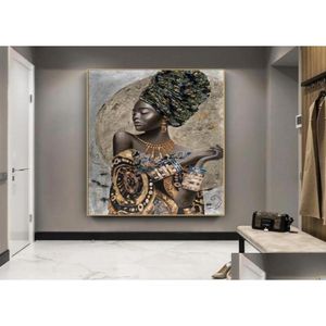 Pinturas Africano Mulher Negra Iti Art Posters e Impressões Abstract Girl Canvas na parede Pictures Decor1927048 Drop Delivery Home G DHTX6