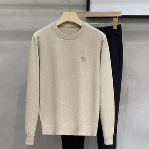 Herrtröjor stickade tröja male ingen hoodie fast färgkläder crewneck vanlig grön rund krage tröjor broderi koreansk mode x a