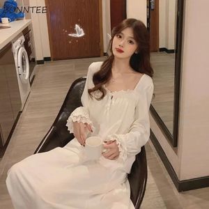 Shirts Nightgowns Women Leisure Solid Sweet 3xl Princess Style Ulzzang Lace Solid Chic Sleepshirts Lovely Soft Home Wear Nighty White