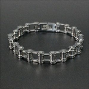 1pc design pessoal motociclista motocicletas bicicleta corrente pulseira 316l aço inoxidável estilo motociclista prata bracelet284i