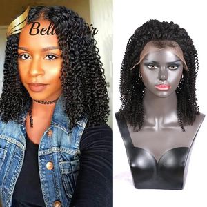 Perucas venda 100 cabelo humano virgem indiano meia peruca de renda afro kinky curl qualidade perucas frontais completas bellahair