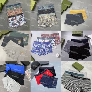 Cuecas modal masculinas respiráveis cuecas boxer estampadas de marca 3 unidades/caixa