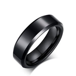 Custom Engraving 6MM Simple Plain Tungsten Carbide Engagement Wedding Rings - Silver Black197x