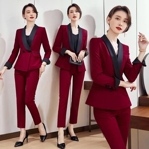 احتلال Claret Suit Professional Wear Hight Host Work Coat + Pants Enterprises Institutions Mone