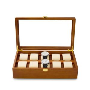 Armband OIR 10 rutnät Solid Wood Jewelry Organizer Box Watch Hol Storage Case Watch Display Box For Man Women Regalos Para HOMBRE