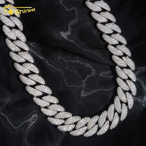 Personalizado 18mm grande pesado gelado para fora cubano colar prata esterlina 925 vvs moissanite hip hop jóias cubana link chain