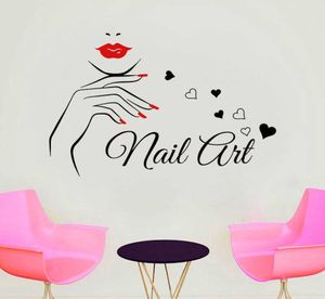 Nail Art Wall Sticker Vinyl Home Decor Interior Design Beauty Nail Salon Decal Fashion Girl Women Window Decoration Mural A502 2109174377