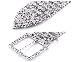 8 Rows Full Cubic Zirconia Wedding Belt Sparkling Rhinestone Chain Belt Wide Waist Chain Belt Cintos Femenino Belts Accessories3300200