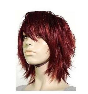 Parrucche 100% spedizione gratuita Nuova immagine di moda di alta qualità parrucche piene del merletto stupende parrucche corte per capelli castani rossi da donna AZ01