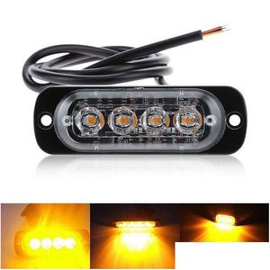 Samochód ogonowy ciężarówka 4 LED Strobe Ostrzeżenie Grill Flashing Traffic Police Light Light Podziału awaryjnego Sygnał Lampa Blue Amber Whi Dhtjb