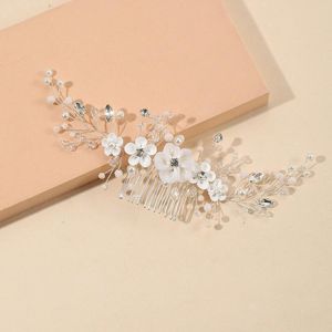 Hair Clips Fairy Flower Combs For Bride Weddding Jewelry White Hairpins Headbands Pearl Headpiece Women Party Accessories