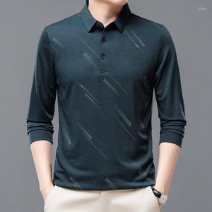 Herren-Polohemd, langärmeliges Poloshirt für Männer mittleren Alters, modisches Revers-T-Shirt, lässiger Boden