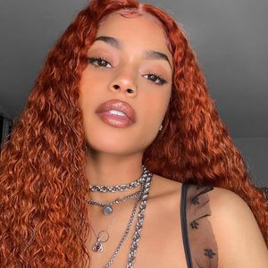 Wigs 28 30 Inch Ginger Orange Curly Lace Front Brazilian Human Hair Wigs For Black Women Loose Deep Wave Synthetic Frontal Closure Wig