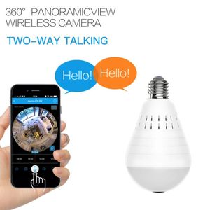 Webcam Lampadina Panoramica Telecamera 960p Full Hd 2mp Fisheye a 360 gradi Wifi Lampada a luce led senza fili Ip P2p E27 Dome Security Cam