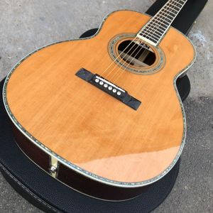 Abalone All Solid Wood Handmade Red Spruce Top India Rosewood Acoustic Guitar 2023