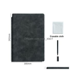 Quaderni all'ingrosso A5 Lavagna riutilizzabile Notebook Penna in pelle Memo Cancellazione Panno Agenda settimanale Portatile Elegante Ufficio Drop Delive Dhfoc