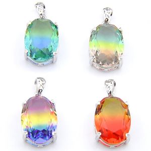 oval vintage rainbow pendants tourmaline crystal rhinestone silver wedding women 925 sterling silver necklace pendants 1318mm268u