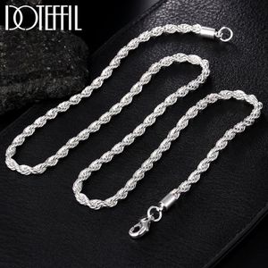 925 Sterling Silver Ed Rope Chain Halsband 16 18 20 22 24 tum 4mm för kvinnor MAN Fashion Wedding Charm Jewelry2315
