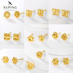 Brand-name high-end jewelry plated with 24K gold alloy gilded flower earrings female simple and compact mini temperament fashion earrings.