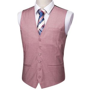 Blazers Barry.Wang Mens Pink Solid Waistcoat Blend skräddarsydd krage Vneck 3 Pocket Check Suit Vest Tie Set Formal Leisure MD2306