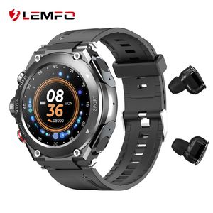 Écouteurs Lemfo T92 Montre connectée Bracelet de sport étanche pour hommes avec casque Bluetooth TWS 5.0 Appel Musique Température corporelle DIY
