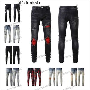 2J14 2023 New Arrivals Mens AM2 Luxury Designer AMIRIlinesS Denim purple AM2 Jeans Holes AM Trousers Jean COOLGUY Biker Pants Man Clothing #810