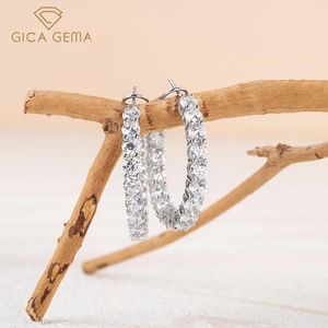 Huggie Gica Gema Luxury 925 Sterling Silver Created Moissanite Gemstone Hoop Earrings Wedding Engaing