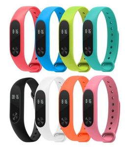 Färgglada silikonhandledband Armband 10 Färgersättningsklocka för original Miband 2 Xiaomi Mi Band 2 Wristbands7786497