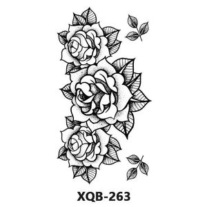 Adesivo per tatuaggio trucco Nuovo animale impermeabile Fiore bianco e nero Rete colorata Braccio rosso Mezza simulazione