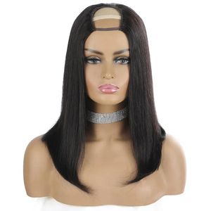 Wigs Pixie Cut Short Bob Wig U Part Straight Human Hair Malaysian Remy Glueless Wigs 150% Density Natural Short Clip On Lace Wig For Bl