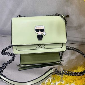 Light Green Designer Karl Bags Fashion Buddha Shoulder Bag Versatile Small Letter Small Square Bag Chain Strap Crossbody Bag Female Purse