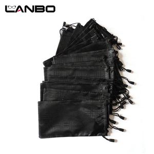 Lanbo 100 pcslot óculos caso macio impermeável xadrez pano óculos de sol saco bolsa cor preta atacado boa qualidade s11 231229