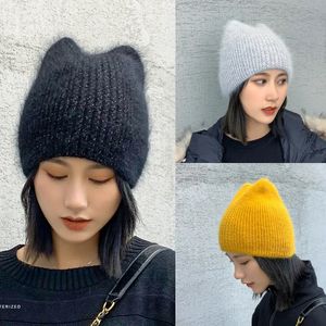 2024 FOX EARS RABBIT HAIR HATS AUTURN WINTER WARE WARE WARE CAP OUTDOOR KINITTE BAOTOU GORROS MUJER INVIENO WINTER HAT SL-07 231229