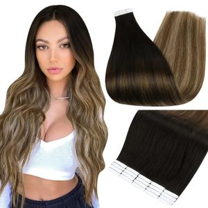 Extensions Balayage Tape in Hair Extensions Slik Straight Skin Weft Ombre Tape ins Extension Full Head 100g/40pcs