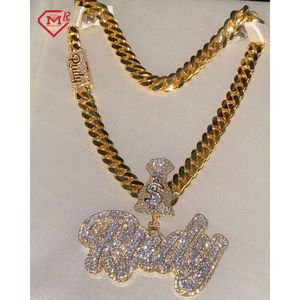 Nome inicial da joia hip hop personalizada Vvs D Diamond Sterling Sier Iced Out Moissanite Pingente