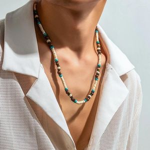 Girocollo Collana unisex fatta a mano Perline di legno naturale Conchiglia di cocco Stile etnico Trible Gioielli da uomo e da donna