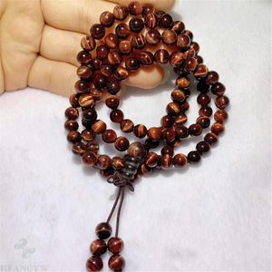 Necklaces 6mm Natural Red Tiger Eye 108 Bead Pendant Bracelet Bless Wristband