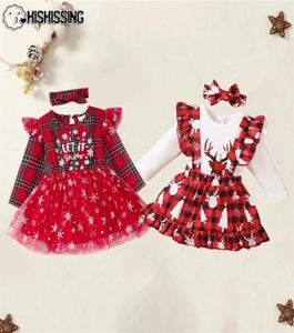 Ocasiões especiais BEIJOS Conjuntos de vestido de menina bebê mãe crianças charme xadrez moda férias bonito nascido estilos de natal roupas outfi7391720