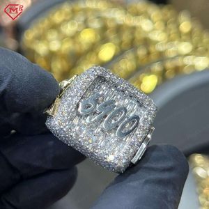 Rapper Diamond Champion Hip Hop Sterling Sier Iced Out Vvs Moissanite Anel para homens