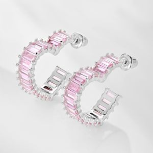 orecchini in argento moda orecchini a cerchio con diamanti per le donne Regali per orecchini da diserbo da sposa con cuore rosa