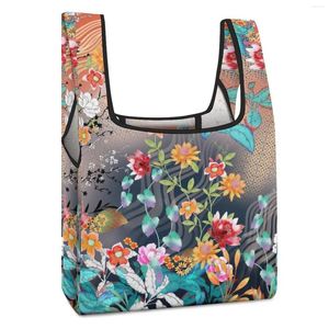 Alışveriş Çantaları Özelleştirilmiş baskılı retro dekor büyük çanta çift kayış çanta etnik tarzı tote gündelik kadın bakkal totebag