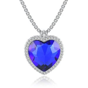 Trendy Luxury Big Size Heart Peach Shape Hanging Pendant Necklace Setting Crystal Box Chain Purple Color For Women Necklaces318k