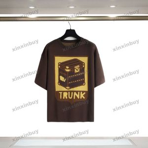 Xinxinbuy 2024 Мужская дизайнерская футболка с ящиком для инструментов Жаккардовая футболка с буквенным принтом для влюбленных с круглым вырезом с коротким рукавом из хлопка для женщин Черный S-2XL