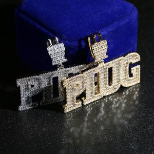 Iced Out Bling 5A CZ Plug Pendant Necklace Charm Micro Pave Full Cubic Zironica Stone Hip Hop Fashion Cool Letter Jewelry Mens241n