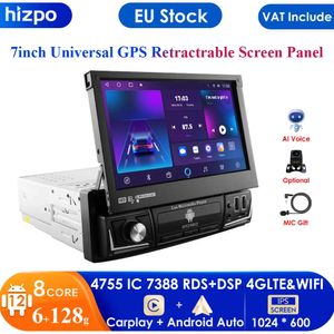 Carplay Universal 1din Android Araba Multimedya Oyuncu Otomatik Stereo Video GPS Geri Çekilebilir Yüz Paneli WiFi Rds Cam-in USB BT PC