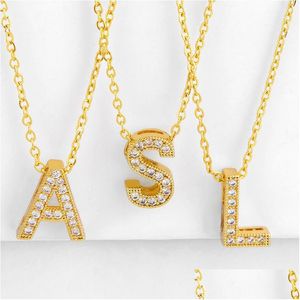 Pendant Necklaces Women 18K Gold Crystal Necklace English Initial Chains Letter Fashion Jewelry Will And Sandy Gift Drop Delivery Pen Dhdyu