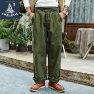 Men's Pants SauceZhan UK ARMY Gurkha OG-107 Fatigue Classic Military Olive Sateen Wide Leg & Capris Casual