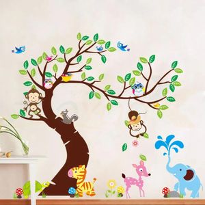 Adesivi Momkey Owl Elephant Bird zebra zoo Adesivi da parete per bambini Zooyoo1214 Decorativa decorazione per la casa decorativa Decalline murali rimovibili in PVC rimovibile